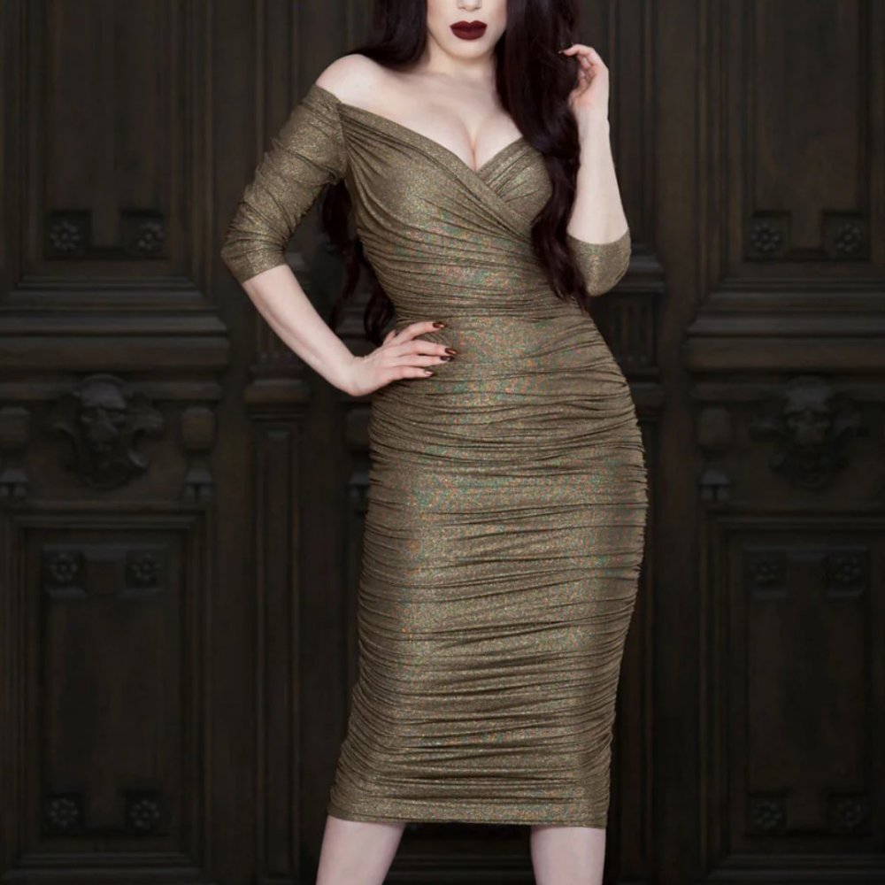 PinupGirl Clothing Monica Dress 2017 Gold